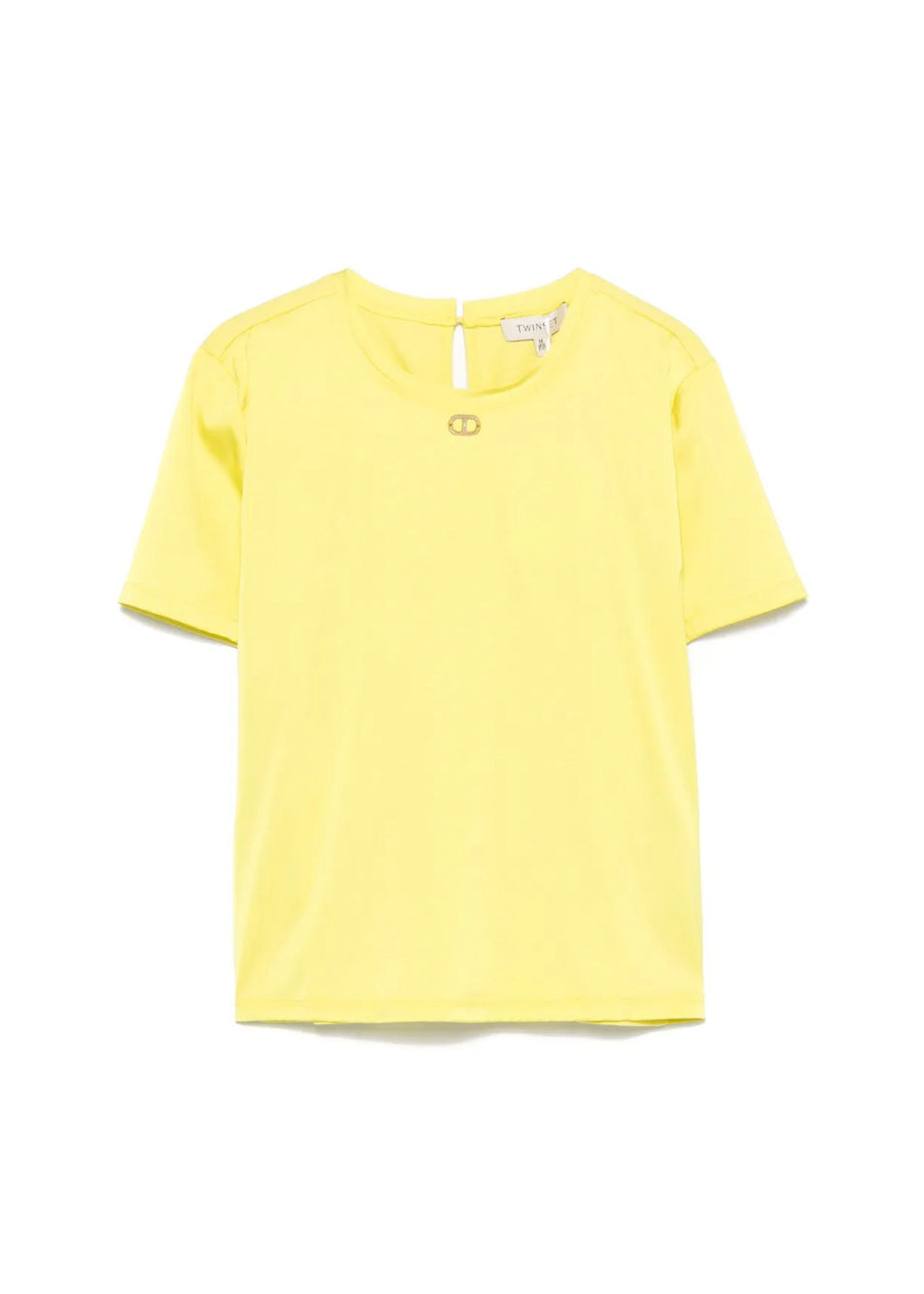 Twinset Kids T-Shirt Giallo Fluo con Placca per Bambine