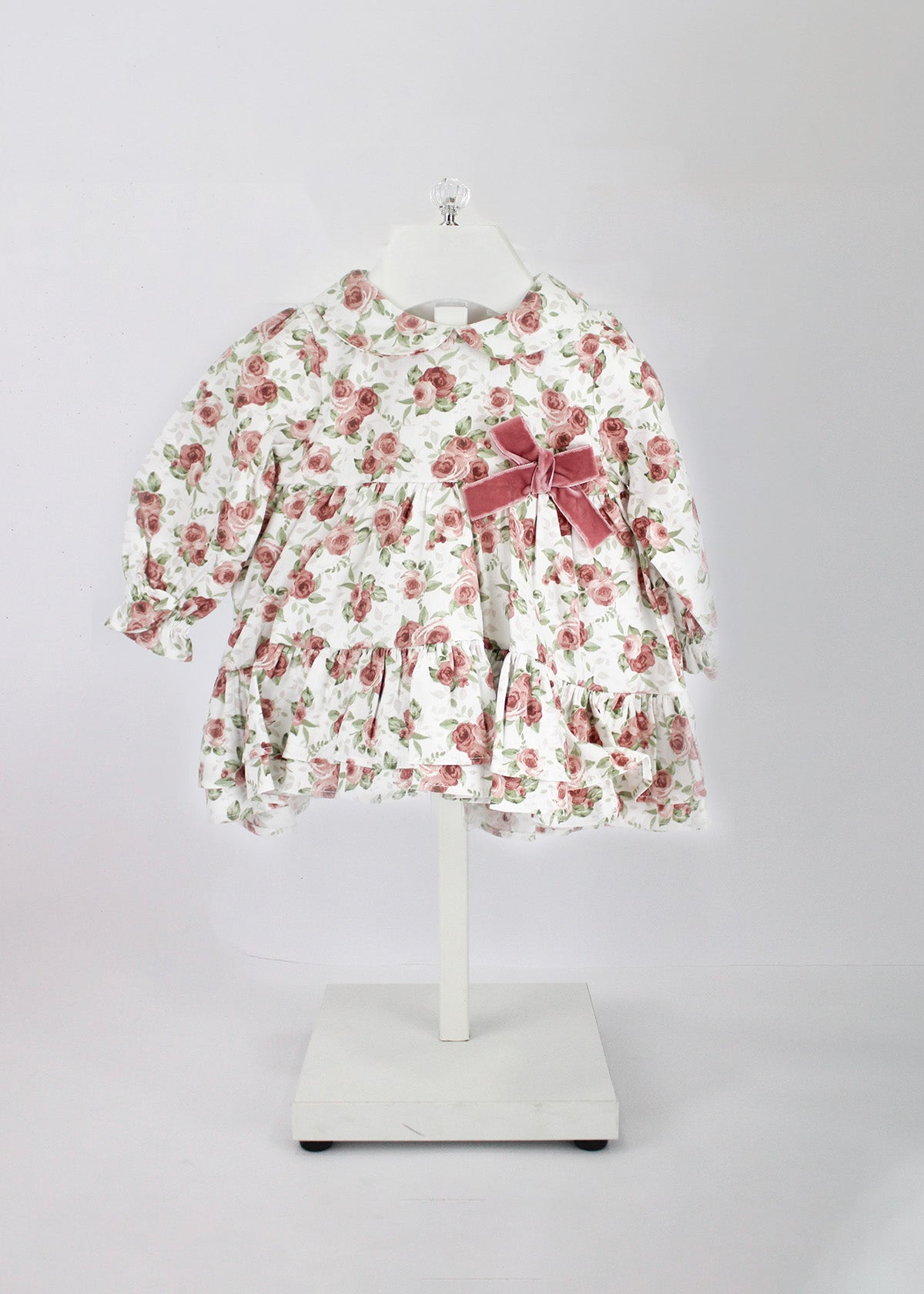 Deolinda Abito con Fantasia Rose con Fiocco per Neonate