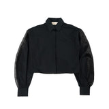 Elisabetta Franchi La Mia Bambina Camicia Nero con Maniche in Tessuto Velato per Bambine