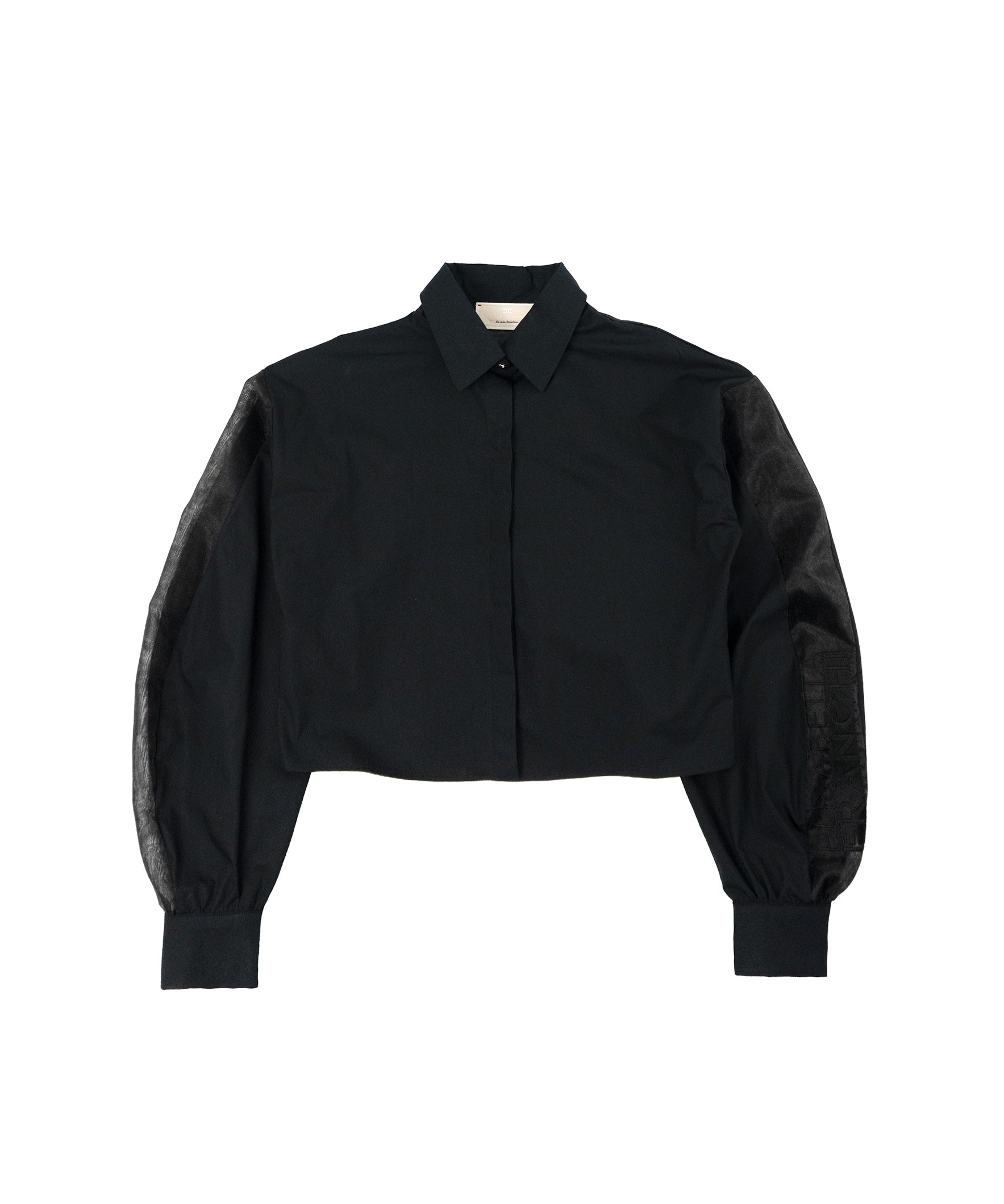 Elisabetta Franchi La Mia Bambina Camicia Nero con Maniche in Tessuto Velato per Bambine