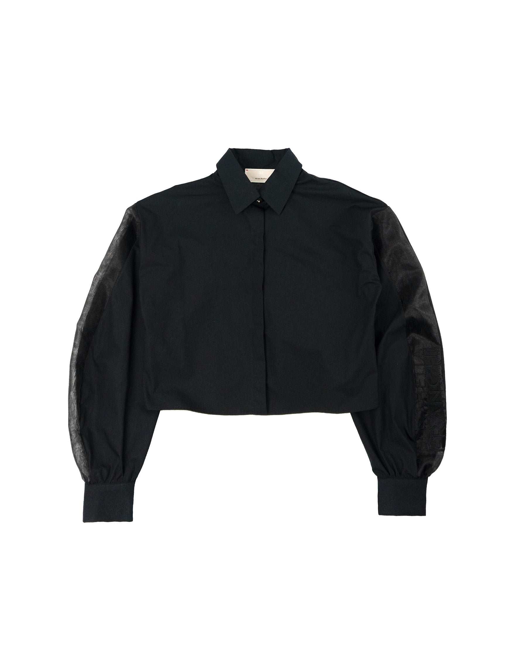 Elisabetta Franchi La Mia Bambina Camicia Nero con Maniche in Tessuto Velato per Bambine
