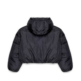 Diesel Kids Piumino Cropped Nero con Cappuccio e Logo Oval per Bambine