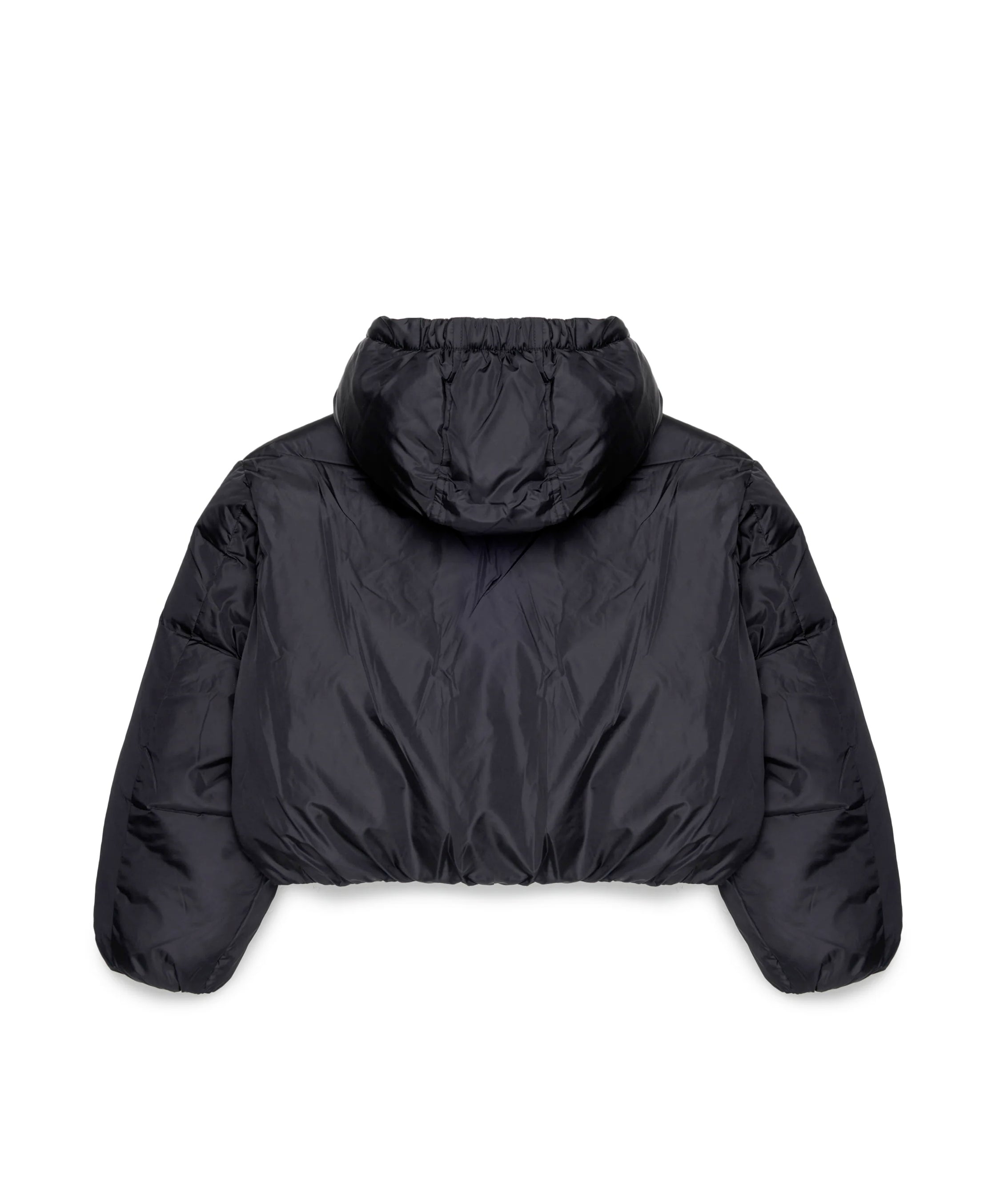 Diesel Kids Piumino Cropped Nero con Cappuccio e Logo Oval per Bambine
