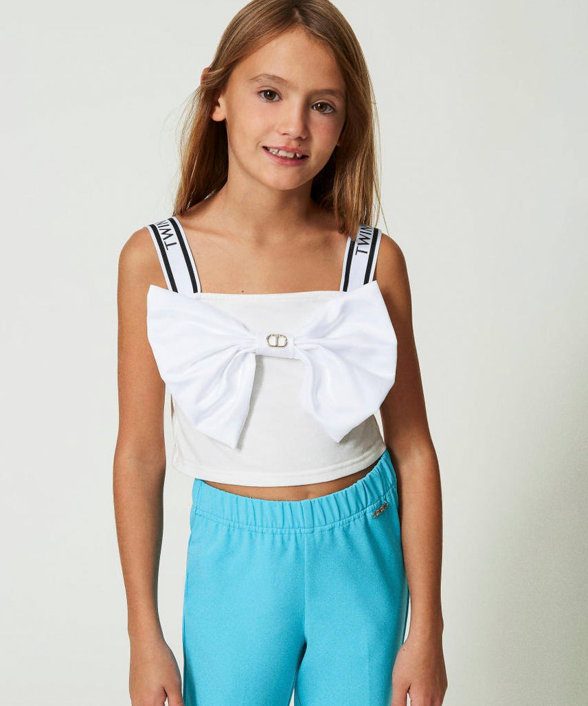 Twinset Kids Top Cropped con Fiocco 