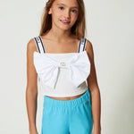 Twinset Kids Top Cropped con Fiocco 
