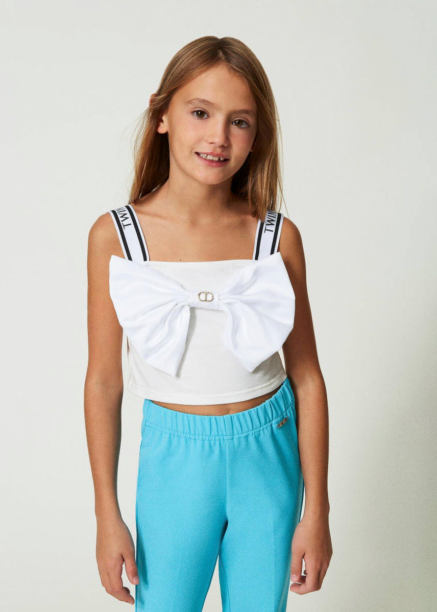 Twinset Kids Top Cropped con Fiocco 