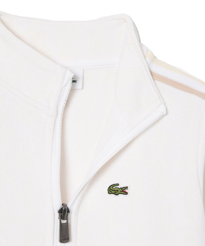 Lacoste Kids Felpa Bianco e Beige con Logo per Bambini