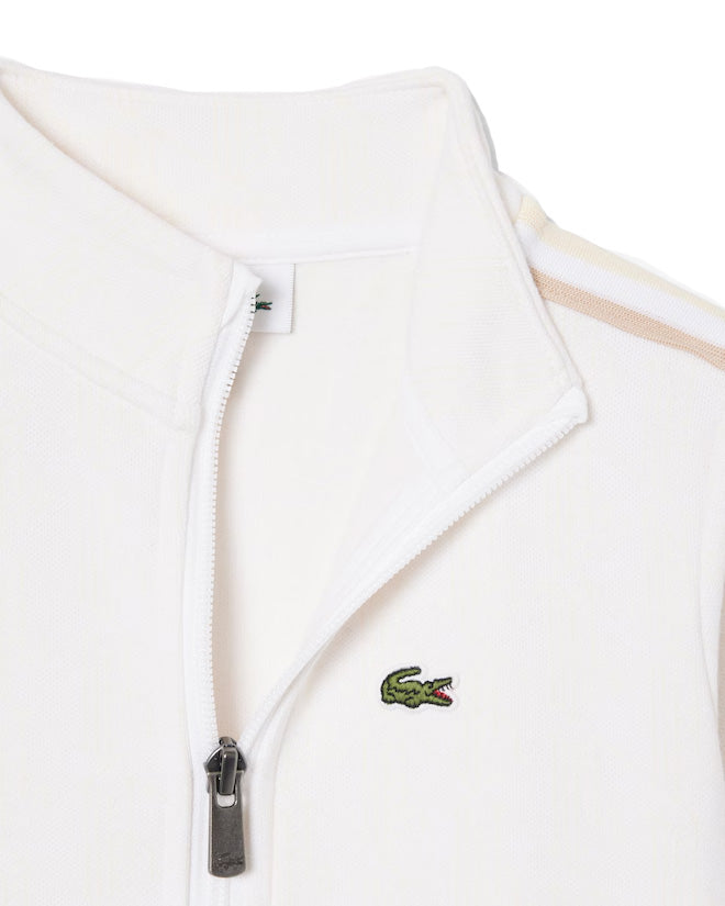 Lacoste Kids Felpa Bianco e Beige con Logo per Bambini