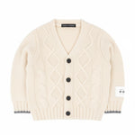 Alessandrini Kids Cardigan Bianco con Etichetta Logo a Contrasto per Neonati