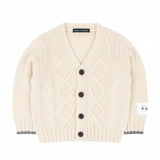 Alessandrini Kids Cardigan Bianco con Etichetta Logo a Contrasto per Neonati