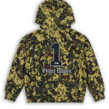 ART SUPER MONEY Kids Felpa con Stampa Camo e Labbra Rhinestone per Bambini