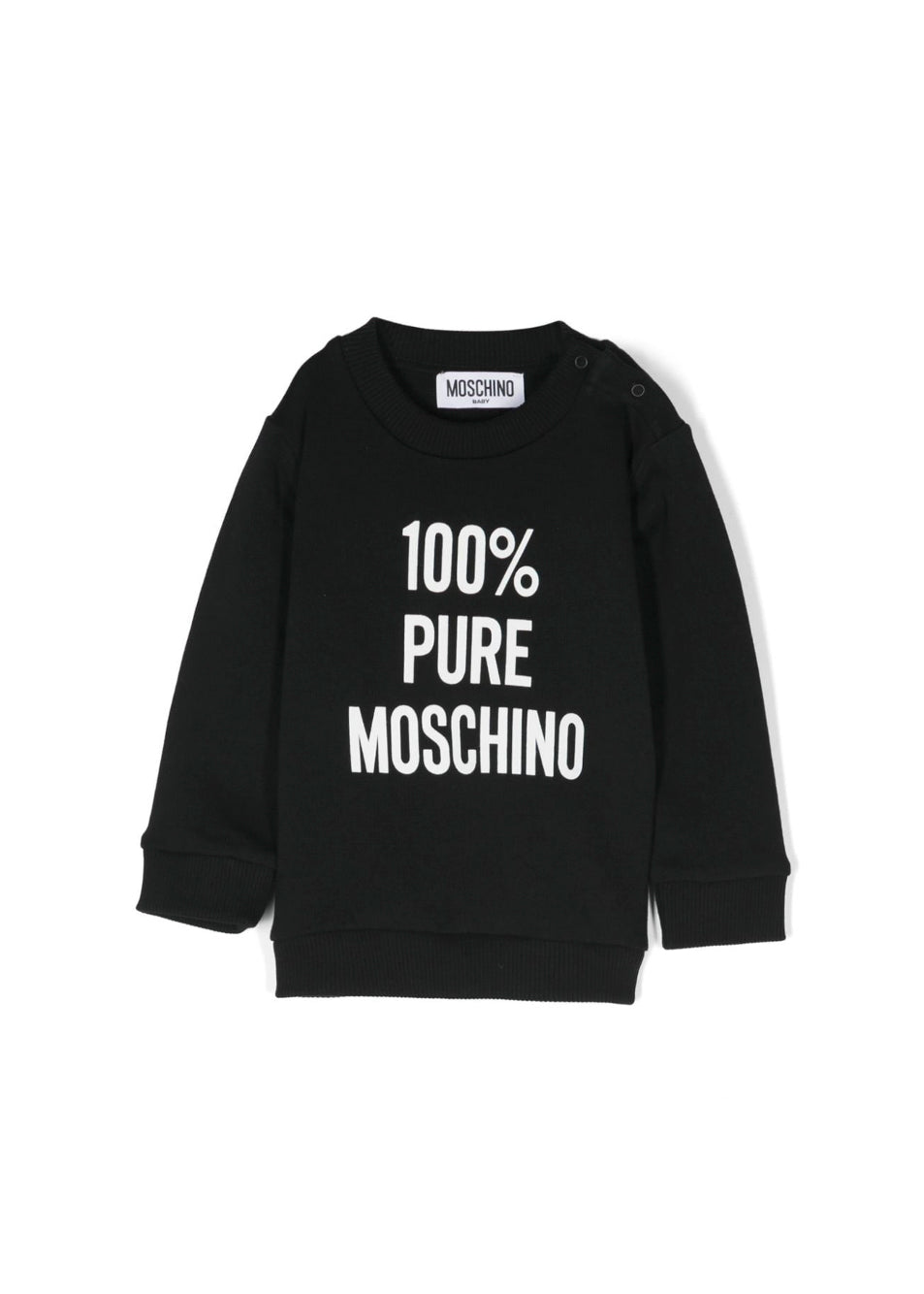 Moschino Kids Felpa Nera Girocollo con Stampa per Neonati