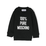 Moschino Kids Felpa Nera Girocollo con Stampa per Neonati