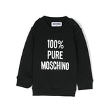 Moschino Kids Felpa Nera Girocollo con Stampa per Neonati