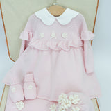 Le Coconnè Vestitino Rosa con Ricami per Neonate