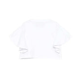John Richmond Kids T-Shirt Crop bianco con Stampa Logo per Bambine