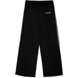 Max&Co Kids Pantalone in Maglia Nero a Gamba Larga con Bande a Contrasto e Logo per Bambine