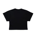 N21 Kids T-shirt Nera con Scritta Logo in Strass a Contrasto per Bambine