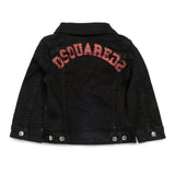 Dsquared2 Kids Giacca in Denim Nero con Stampa Logo sul Retro per Neonati