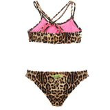 4GIVENESS Costume Bikini a Fascia Fantasia Maculata per Bambine retro)