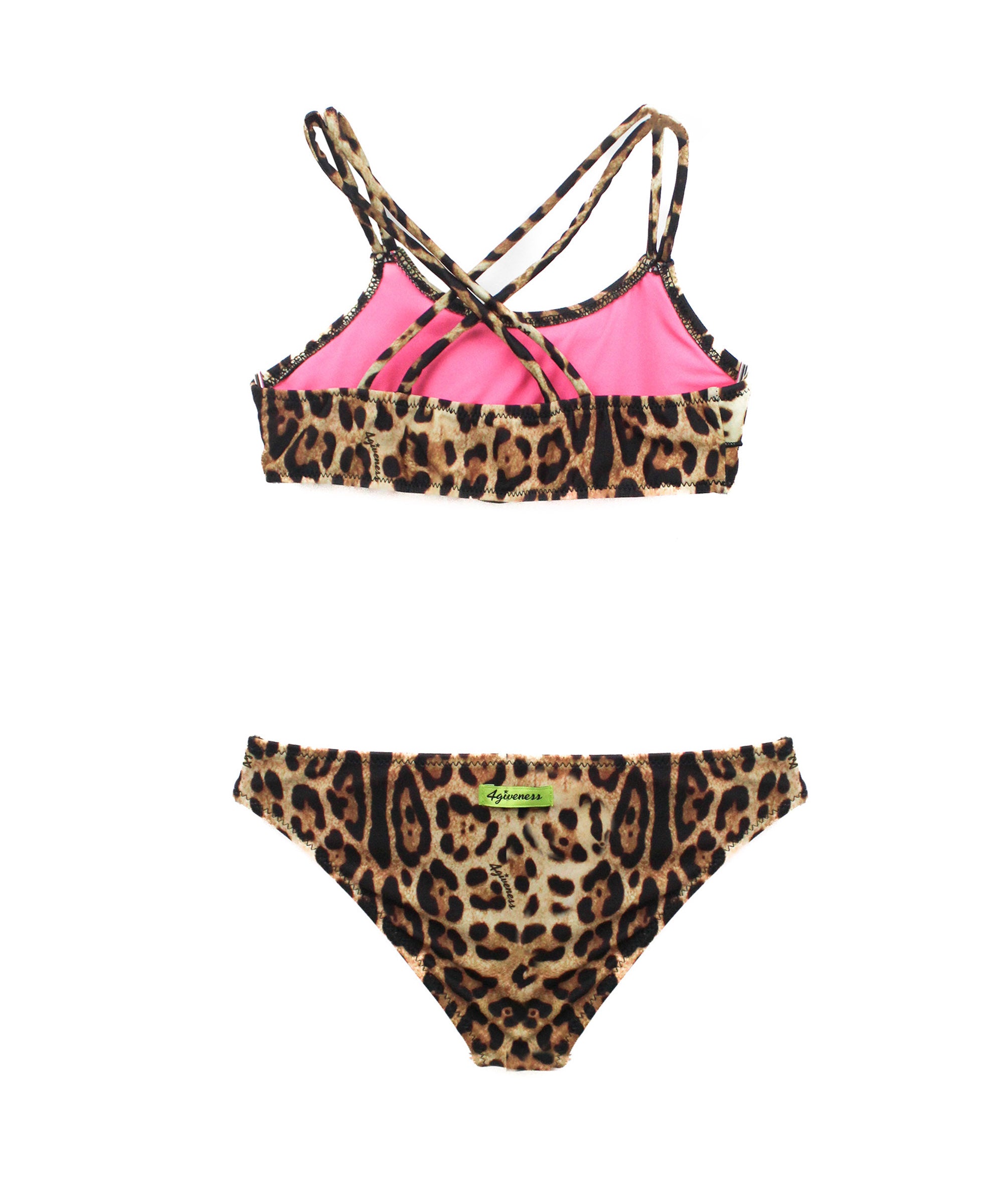 4GIVENESS Costume Bikini a Fascia Fantasia Maculata per Bambine retro)