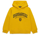 Dsquared2 Kids Felpa Gialla con Cappuccio con Stampa Logo per Bambini