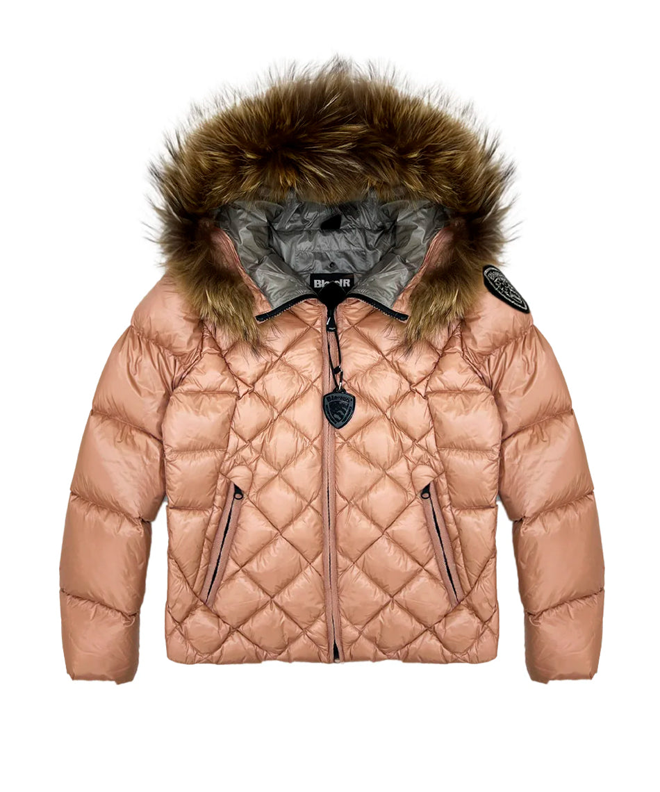 Blauer Kids Giubbino Rosa Blauer Lotus Junior Cappuccio con Pelliccia per Bambine