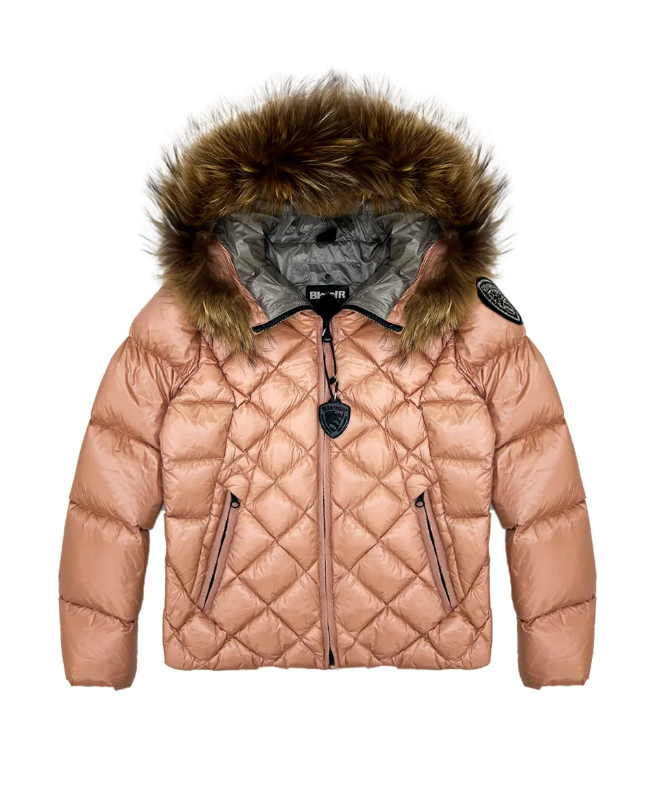 Blauer Kids Giubbino Rosa Blauer Lotus Junior Cappuccio con Pelliccia per Bambine
