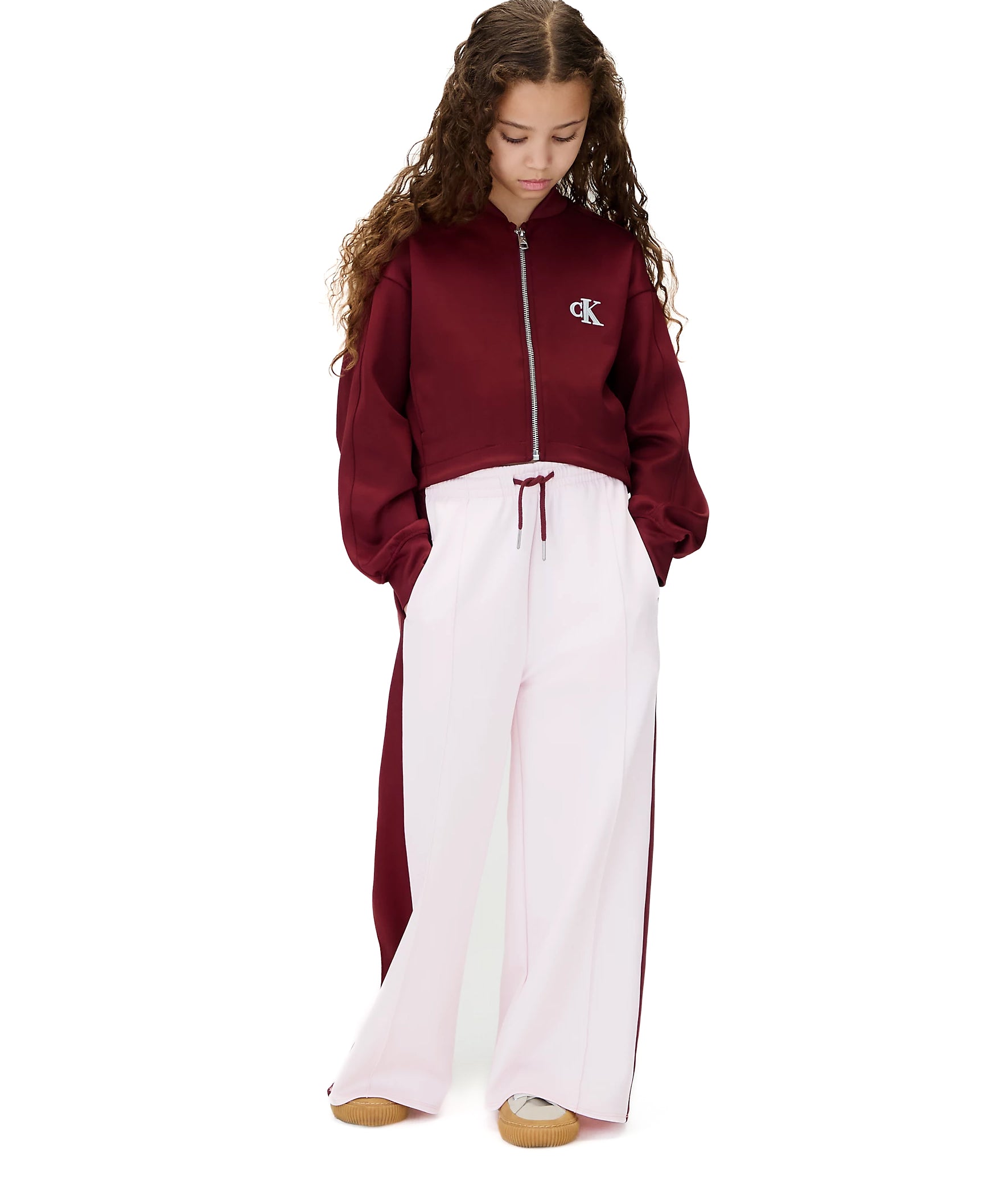 Calvin Klein Kids Pantalone a Zampa Lilla con Dettagli Raspberry Chocolate per Bambine