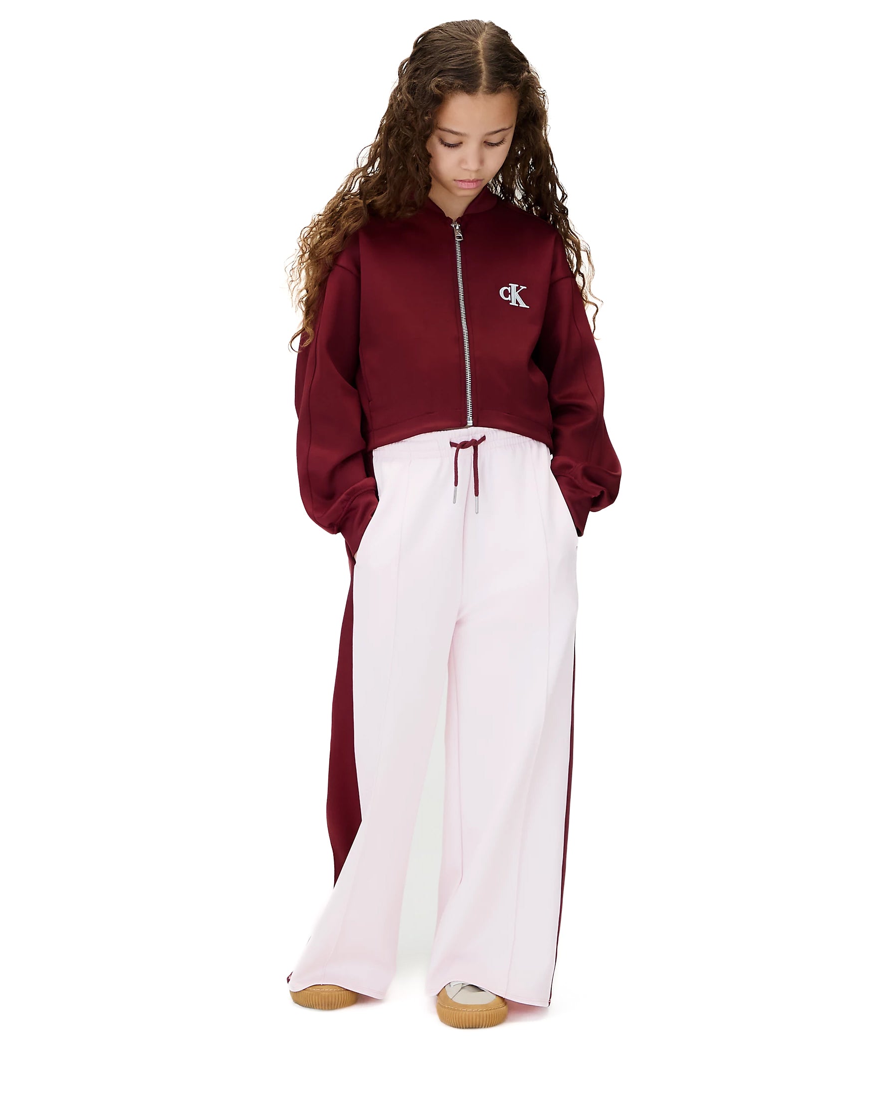 Calvin Klein Kids Pantalone a Zampa Lilla con Dettagli Raspberry Chocolate per Bambine