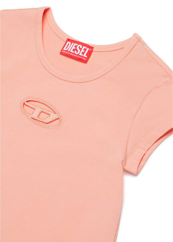 Diesel Kids Abito Pesca con Logo Oval D per Bambine