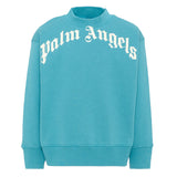 Palm Angels Kids Felpa Blu Marine con Logo per Bambini