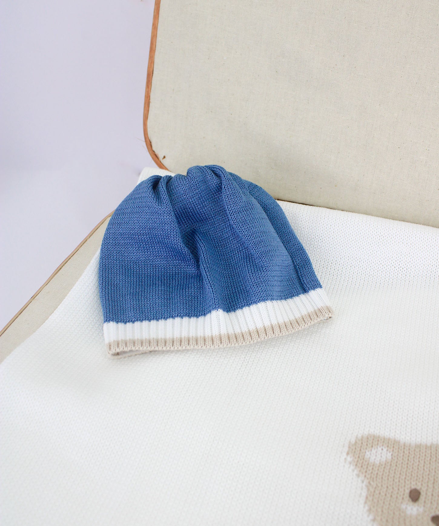 Marlù Cappello Blu/Bianco per Neonati
