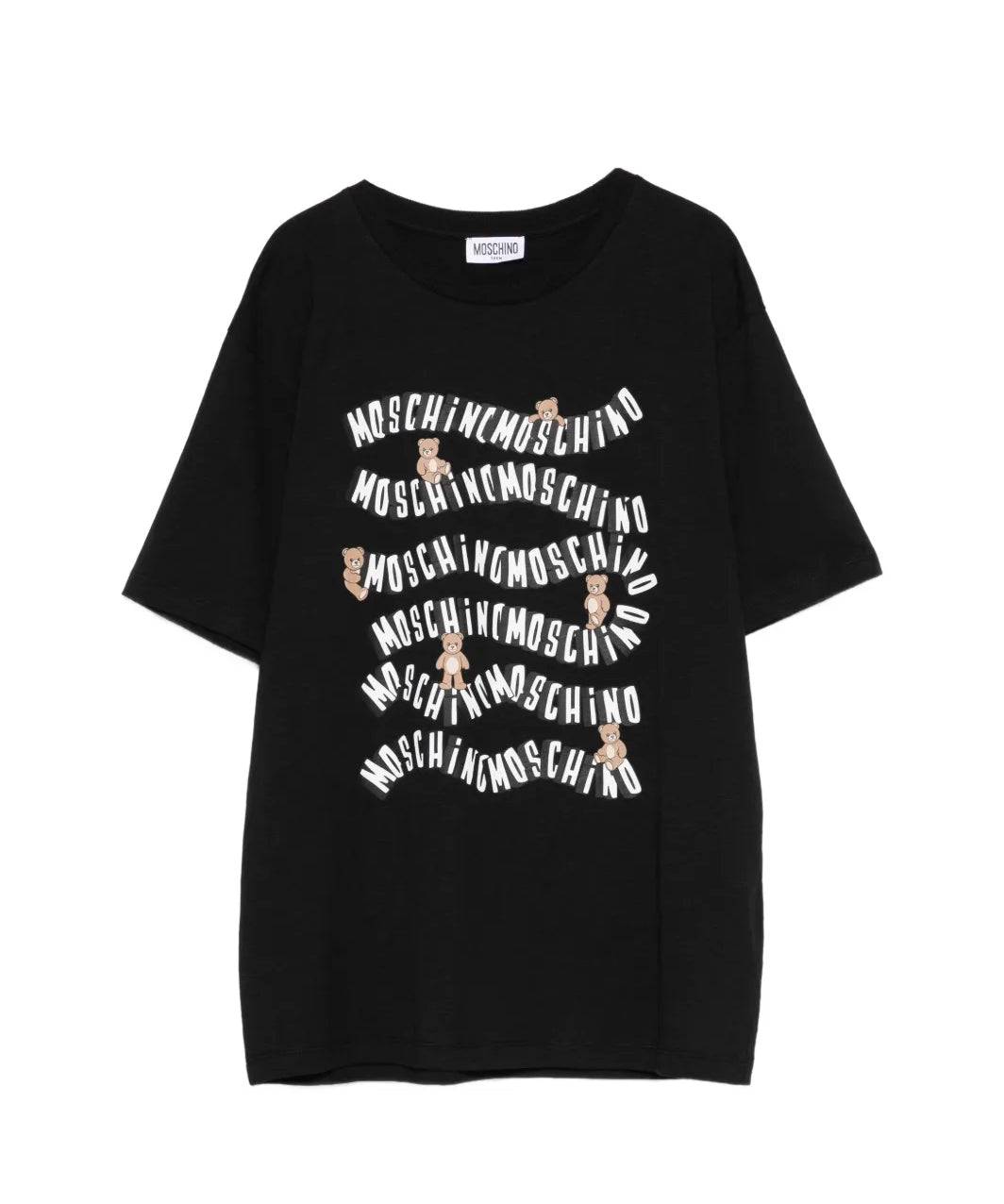 Moschino Kids T-shirt Nero con Logo e Teddy Bear Unisex