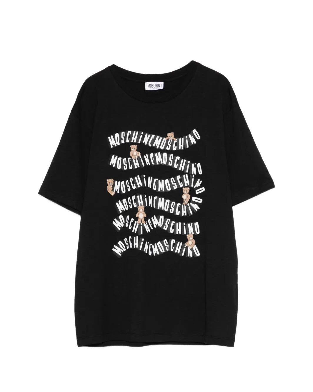 Moschino Kids T-shirt Nero con Logo e Teddy Bear Unisex