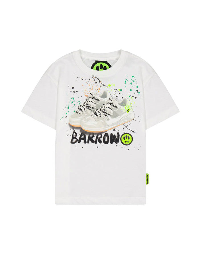 Barrow Kids T-shirt Bianca con Stampa Shoes per Bambini