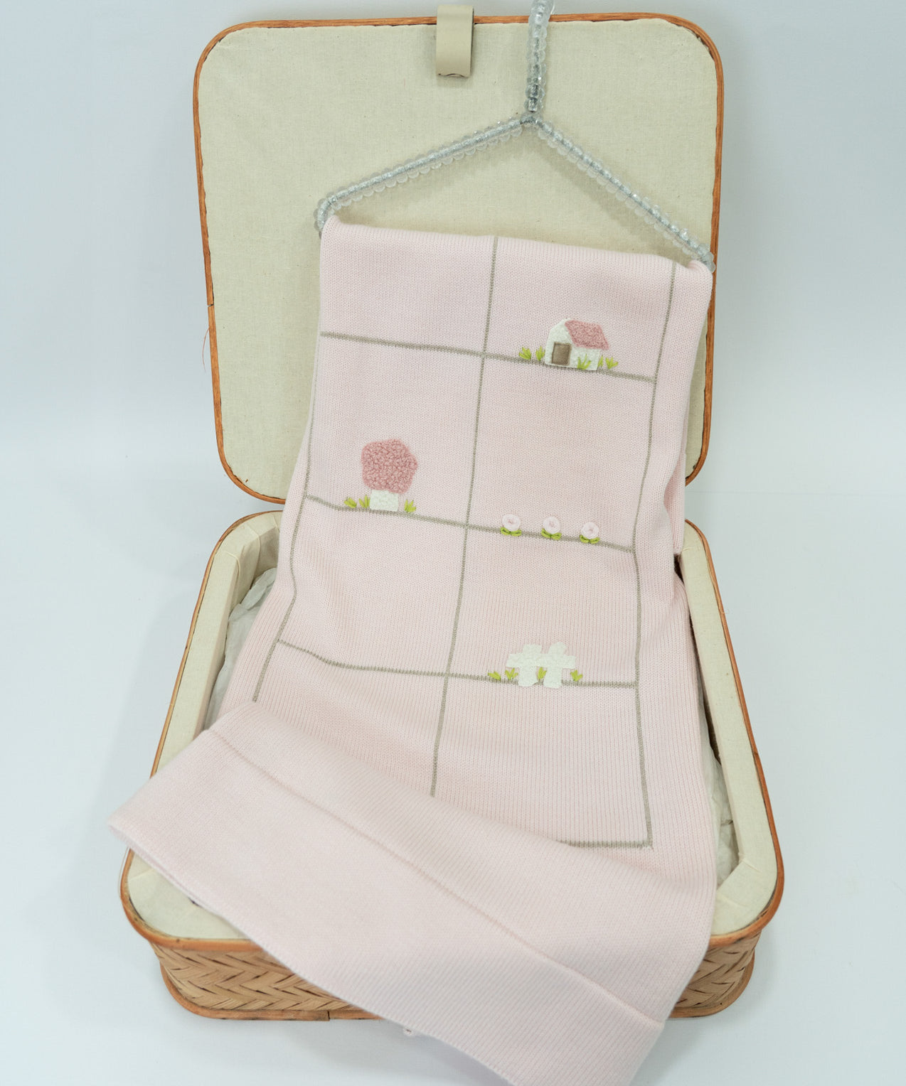 Le Coconnè Coperta Rosa con Ricami per Neonate