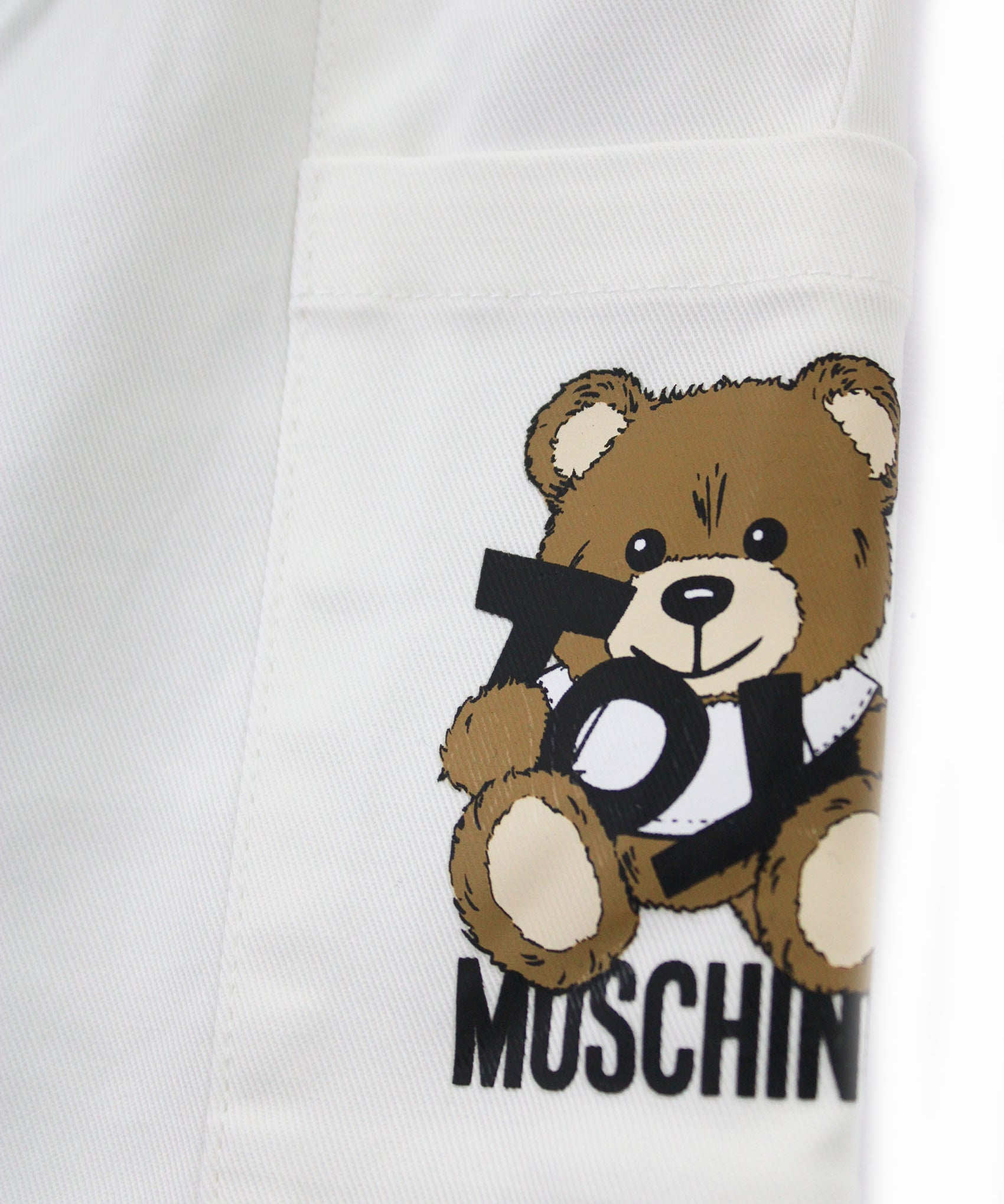 Moschino Kids Pantaloni Bianchi con Stampa Toy per Neonati