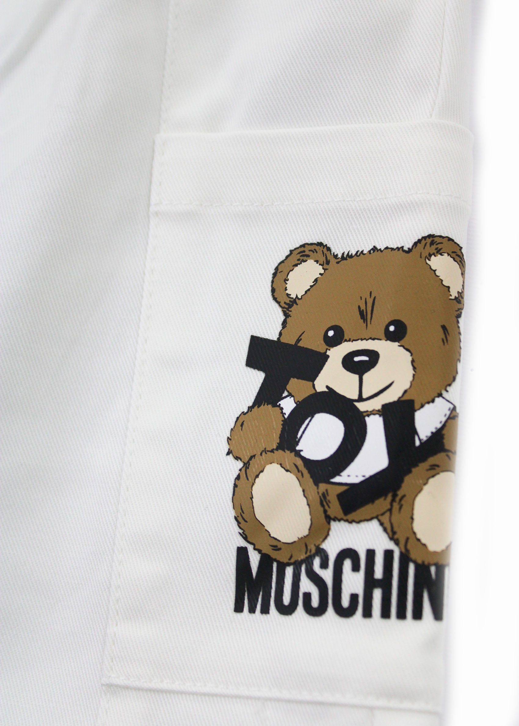 Moschino Kids Pantaloni Bianchi con Stampa Toy per Neonati