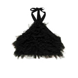 Patrizia Pepe Top Nero con Ruches per Bambine