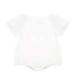 Elisabetta Franchi La Mia Bambina Pagliaccetto con Maniche a Sbuffo Avorio per Neonate