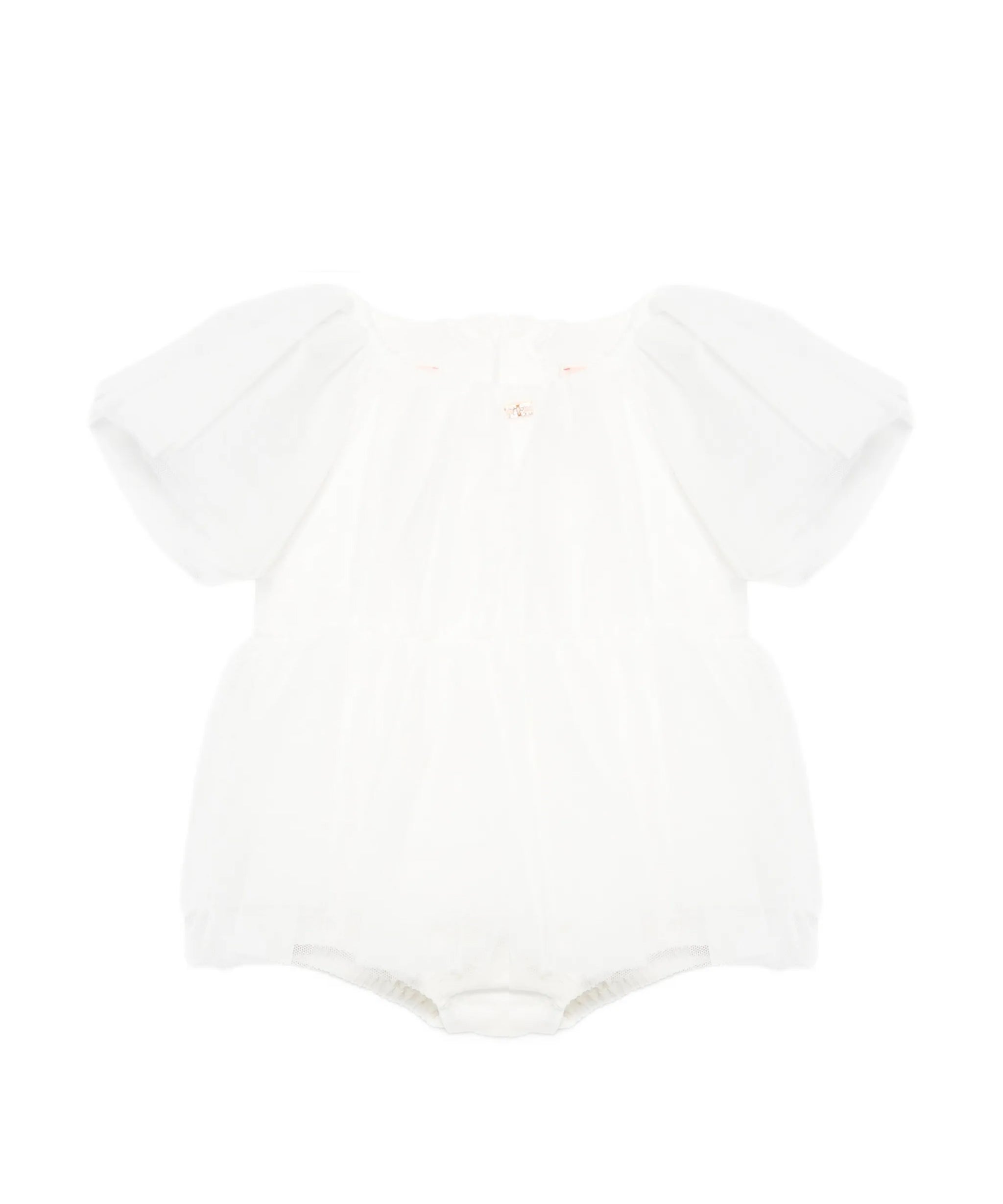 Elisabetta Franchi La Mia Bambina Pagliaccetto con Maniche a Sbuffo Avorio per Neonate