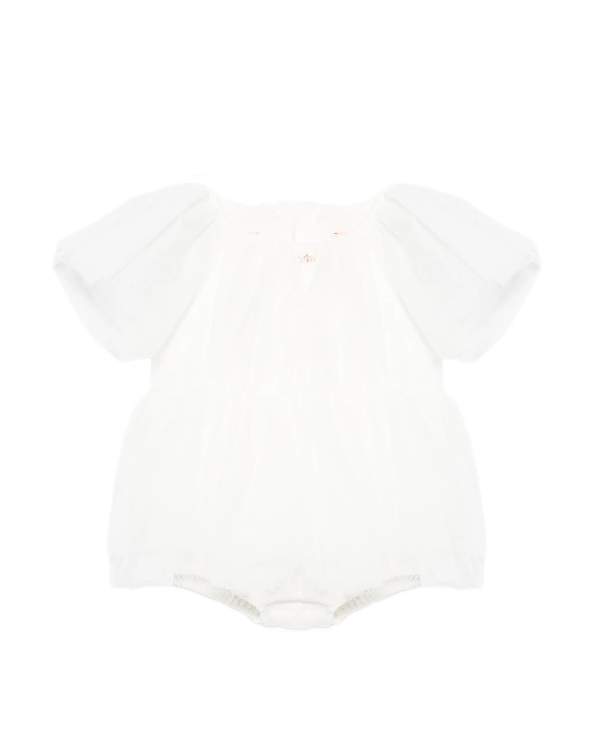 Elisabetta Franchi La Mia Bambina Pagliaccetto con Maniche a Sbuffo Avorio per Neonate