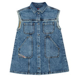 Diesel Kids Abito in Denim con Tasche per Bambine