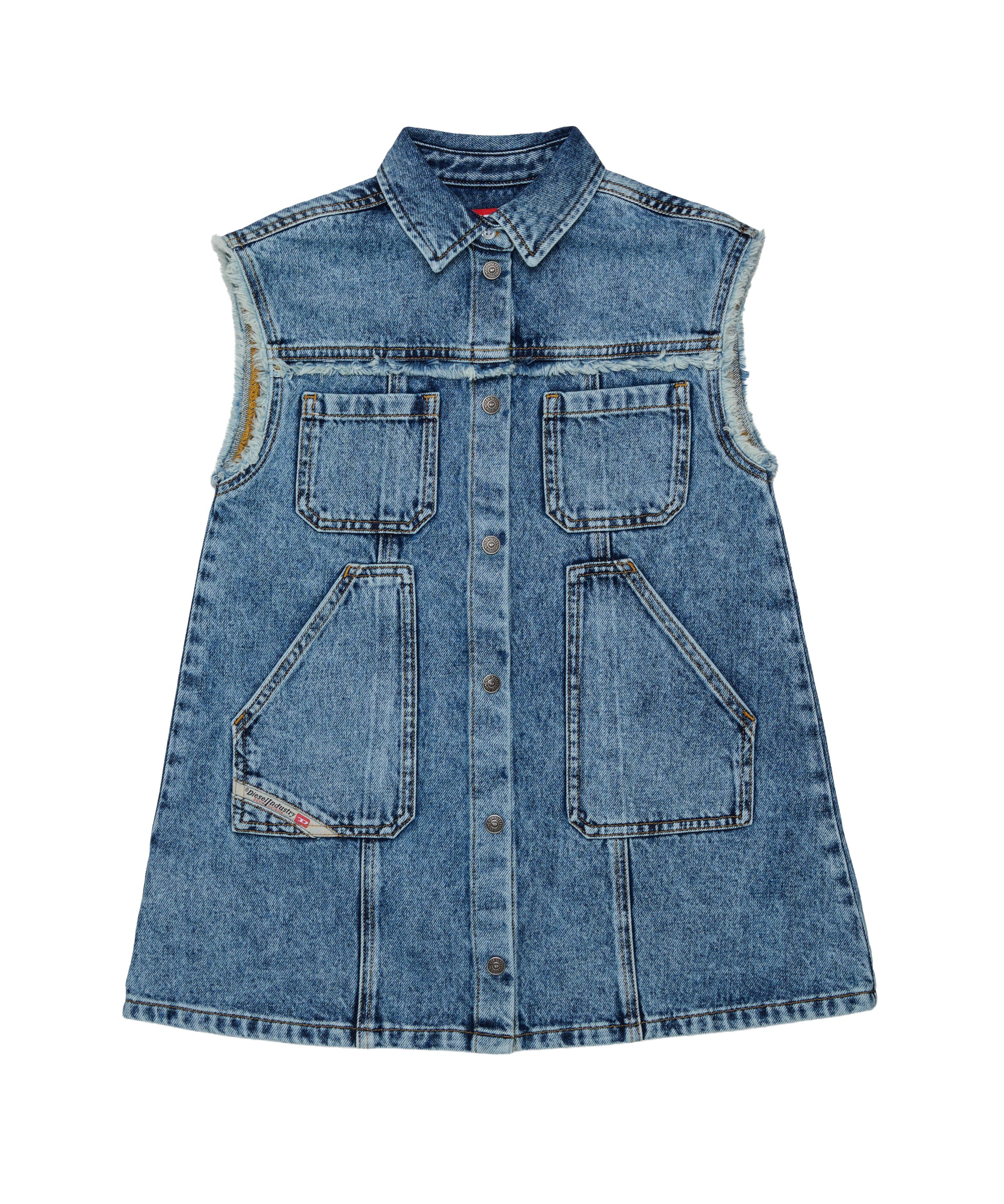 Diesel Kids Abito in Denim con Tasche per Bambine