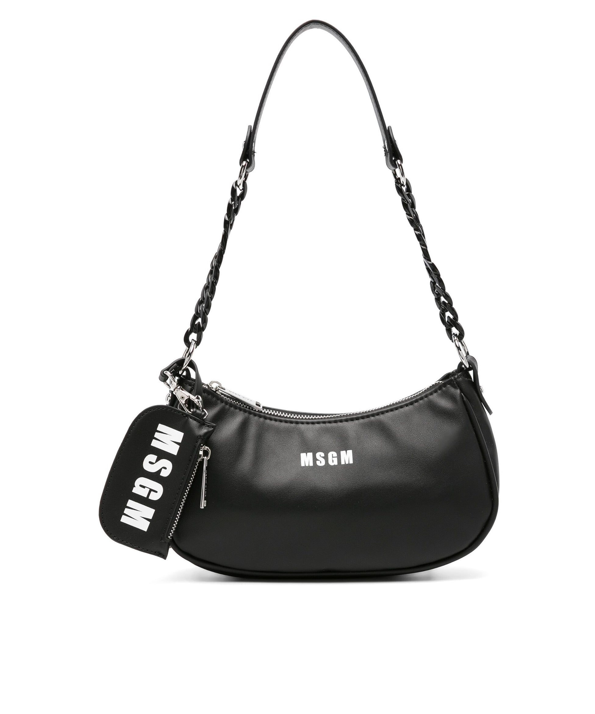 Msgm Kids Borsa a Spalla Nera con Catena (fronte)