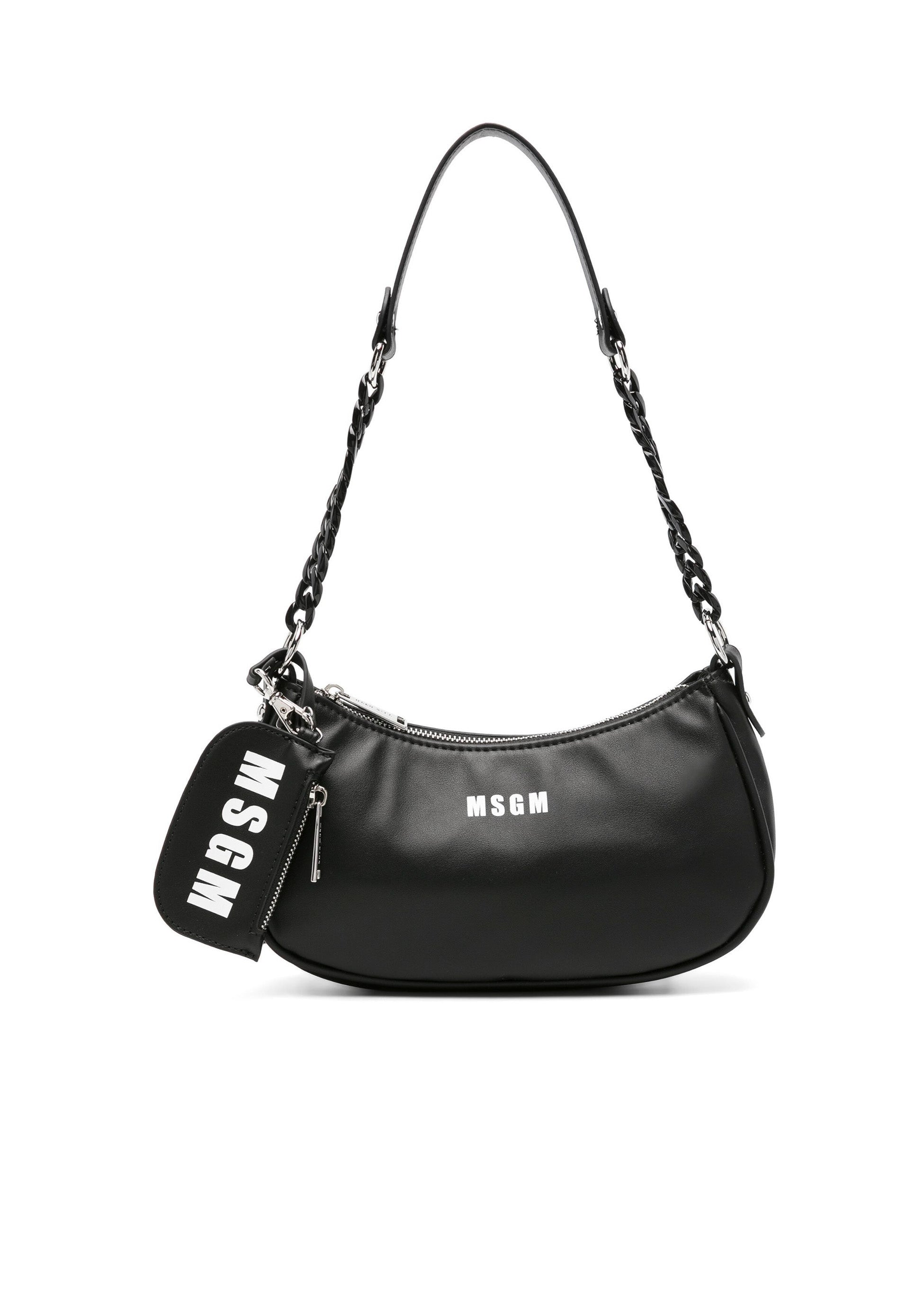 Msgm Kids Borsa a Spalla Nera con Catena (fronte)
