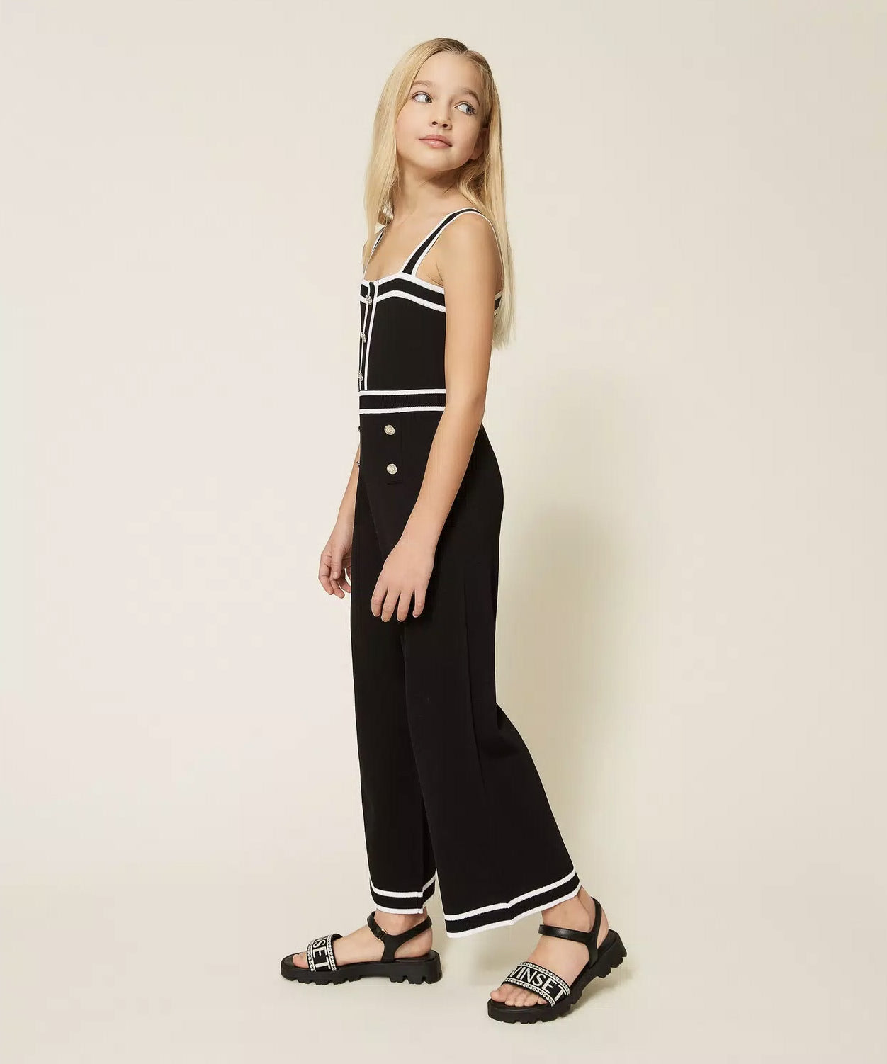 Twinset Kids Tuta Intera Nero e Bianco per Bambine