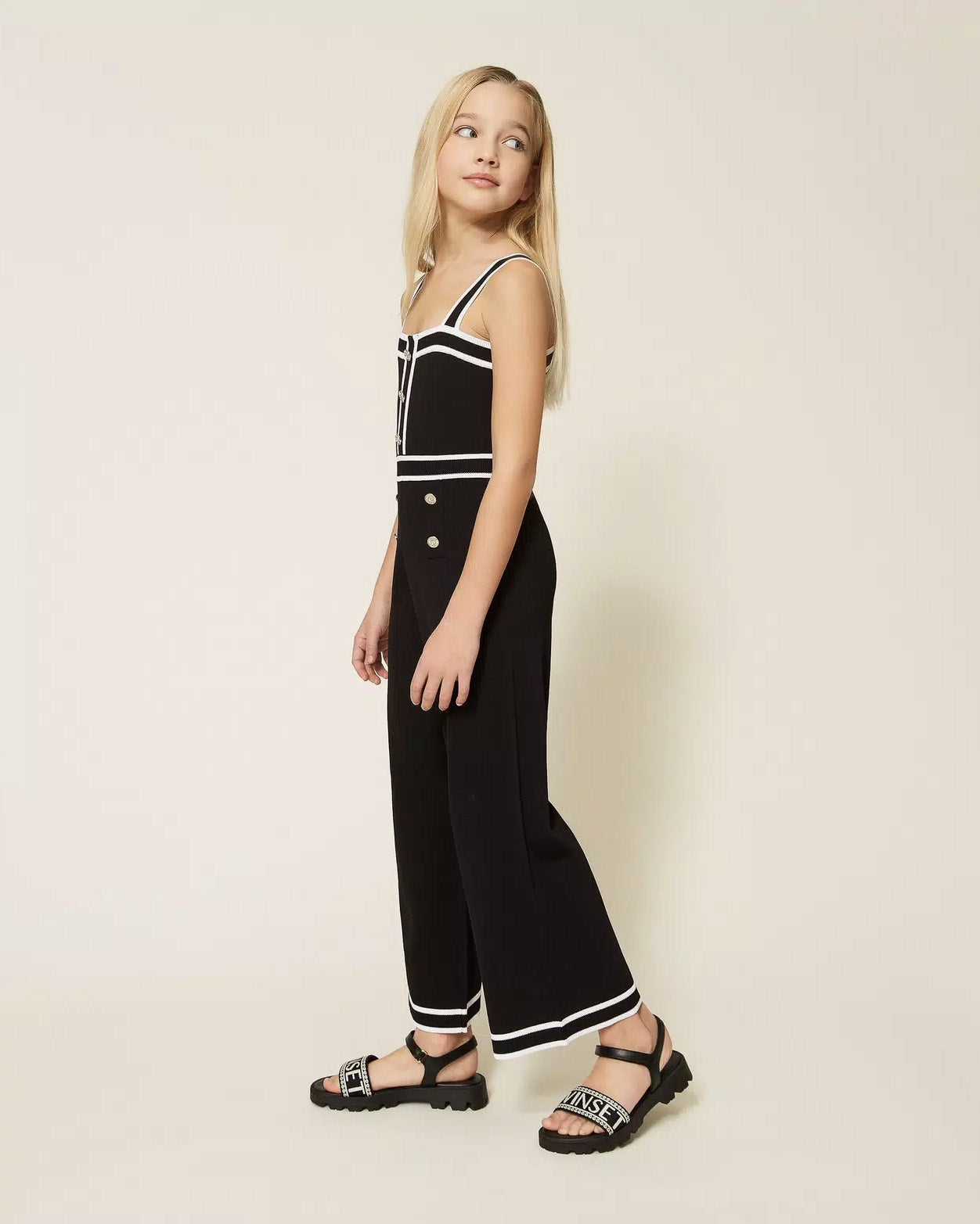 Twinset Kids Tuta Intera Nero e Bianco per Bambine