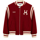 MSGM Kids Giubbino Cherry con Logo e Strisce Crema per Bambini